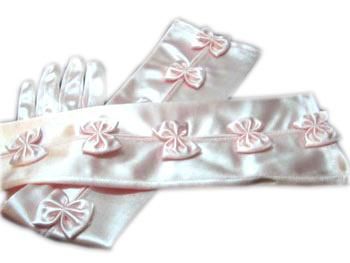 Fashion Lady Wedding Gloves with Ribbon and Made with Satin (JYG-29317)