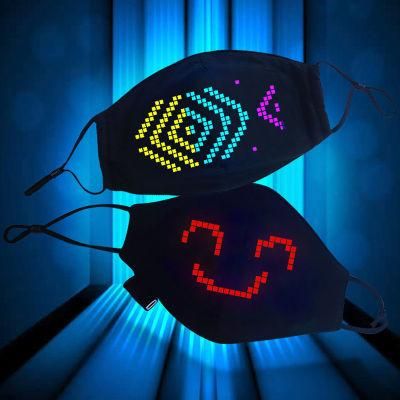 LED Programmable Custom USB Rechargeable Glowing Luminous Facemask