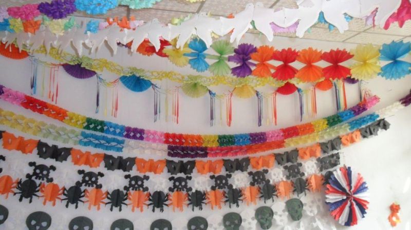 Tissue Paper Fan Flower Decorations for Peach Wedding Bridal Shower