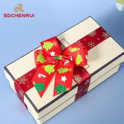 Custom Printed Red Ribbon Bowknot with Logo for Gift Box Decoration/Holiday Decoration/Christmas Decoration