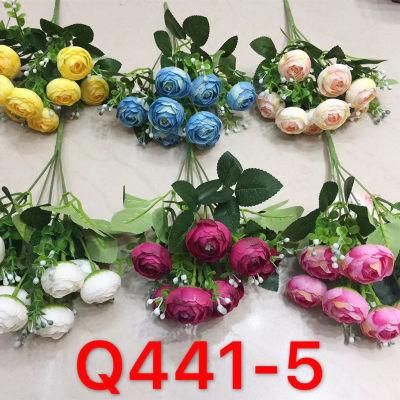 Decorative Silk Artificial Pink Rose Flower Wedding Bouquet