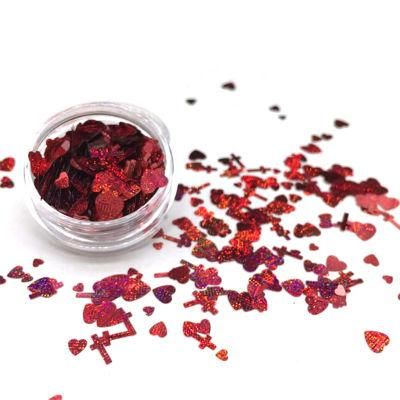 Wholesale Bulk Polyester Cosmetic Grade Chunky Colored Valentine Glitter Mix