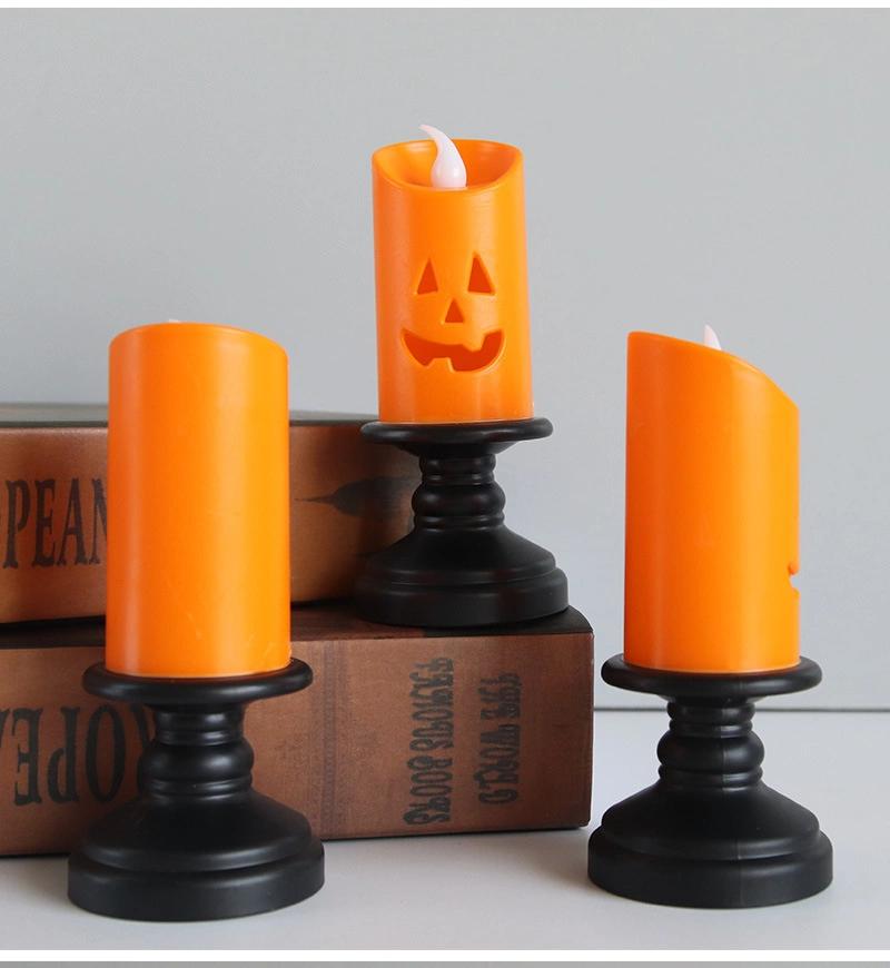Halloween Pumpkin Candle Light LED Colorful Candlestick Table Decoration