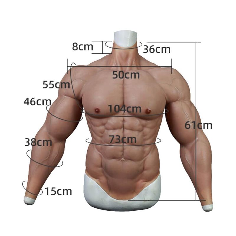 Boyi Silicone Strong Abdominal Muscles Vest Suit Costume with Realistic Chest and Belly Muscle for Cosplay Masquerade