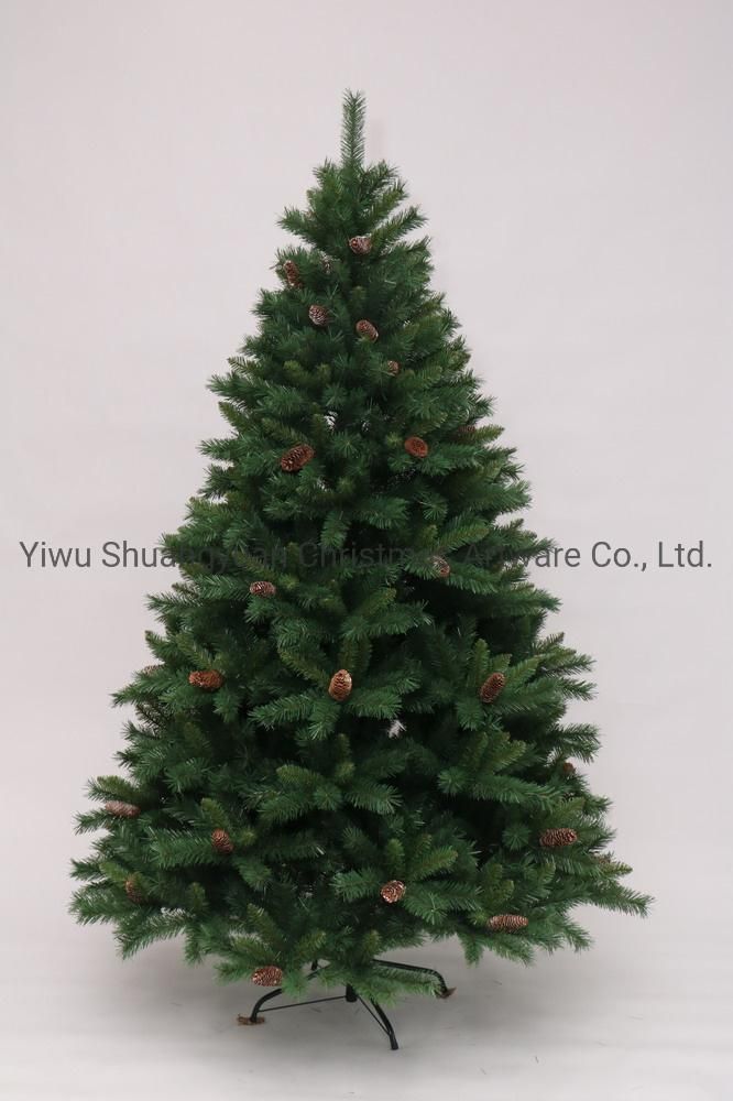 Factory Sale Cheap Green PVC Christmas Tree with Pinecone for Christmas Decoration
