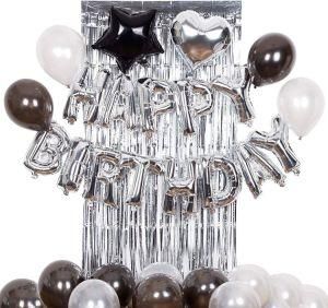 Amazon Adult Happy Birthday Banner Aluminum Foil Balloon Rain Silk Curtain