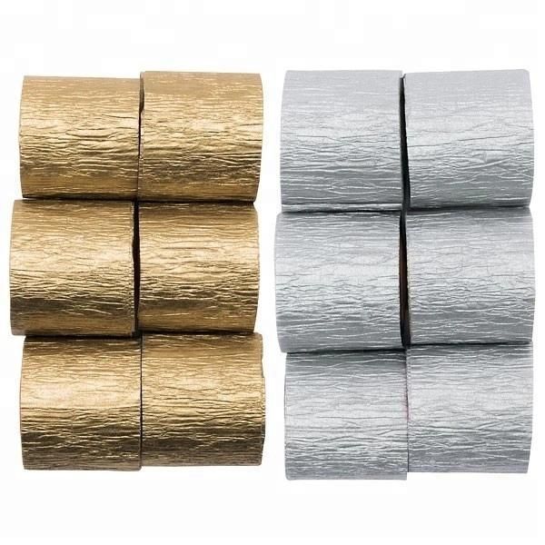 4.5cm*25m Gold or Silver Crepe Paper Streamer for Christmas Decoration Stage Background Ornament