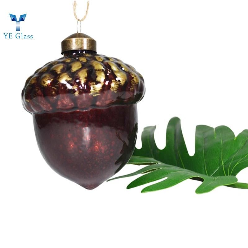 Customized Pine Cone Shape Borosilicate Glass Balls for Christmas Tree Decoration