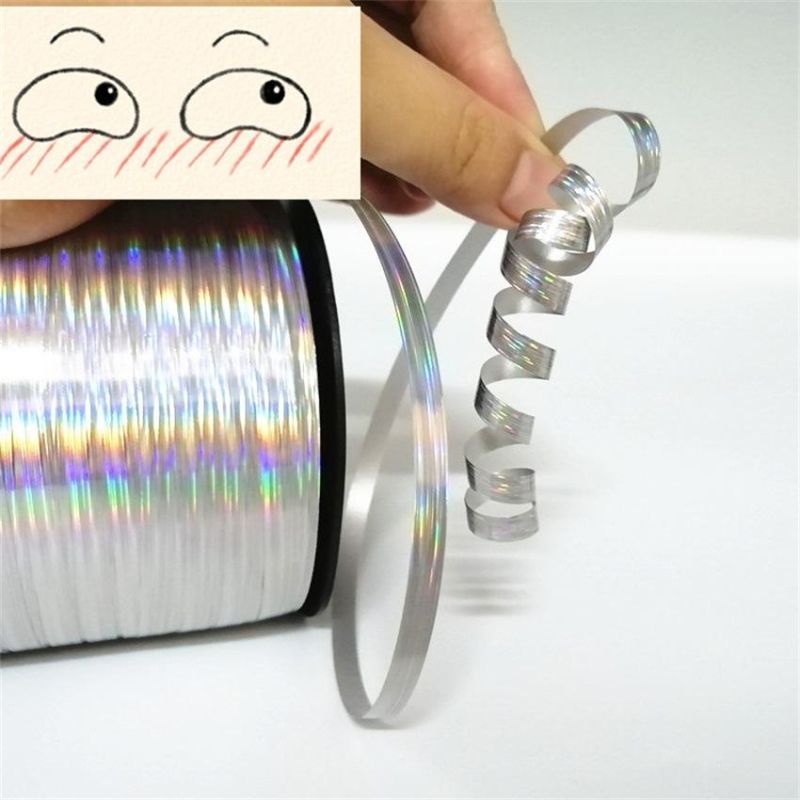 500 Yards/Roll Laser Aluminized Rainbow Film Metal Ribbon Br6003