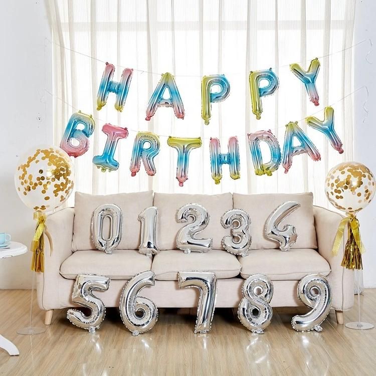 Colorful Letter Globos Set Happy Birthday Balloons Banner Foil Ballons