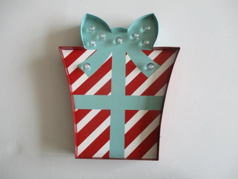 Gift Box Shape Marquee Bulb Sign Christmas Decorative Sign
