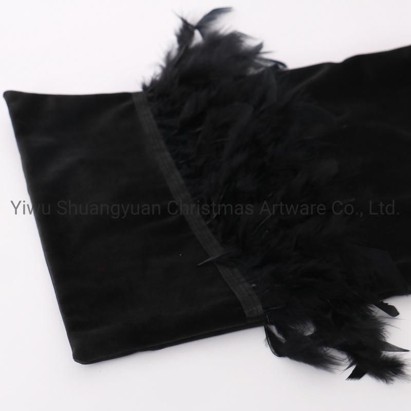 New Design Christmas Bolster Pillow with Feather for Holiday Wedding Party Home Decoration Hook Ornament Craft Gifts