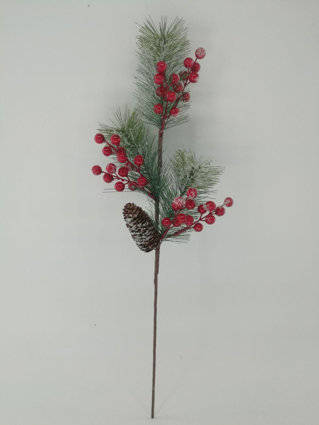 Christmas Ornaments Decoration Supplies Long Stem Tree Berries Pick Branches Artificial Flower Red Berry Fruits Holly