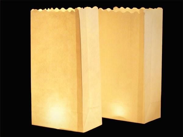 White Luminary Bags Flame Resistant Candle Bags Tea Light Luminaries for Wedding Valentine′s Day Halloween Thanksgiving Christmas Party