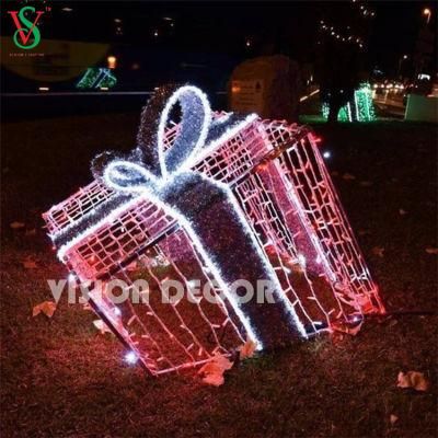 Large Outdoor Light up Decorative Christmas Gift Box Motif