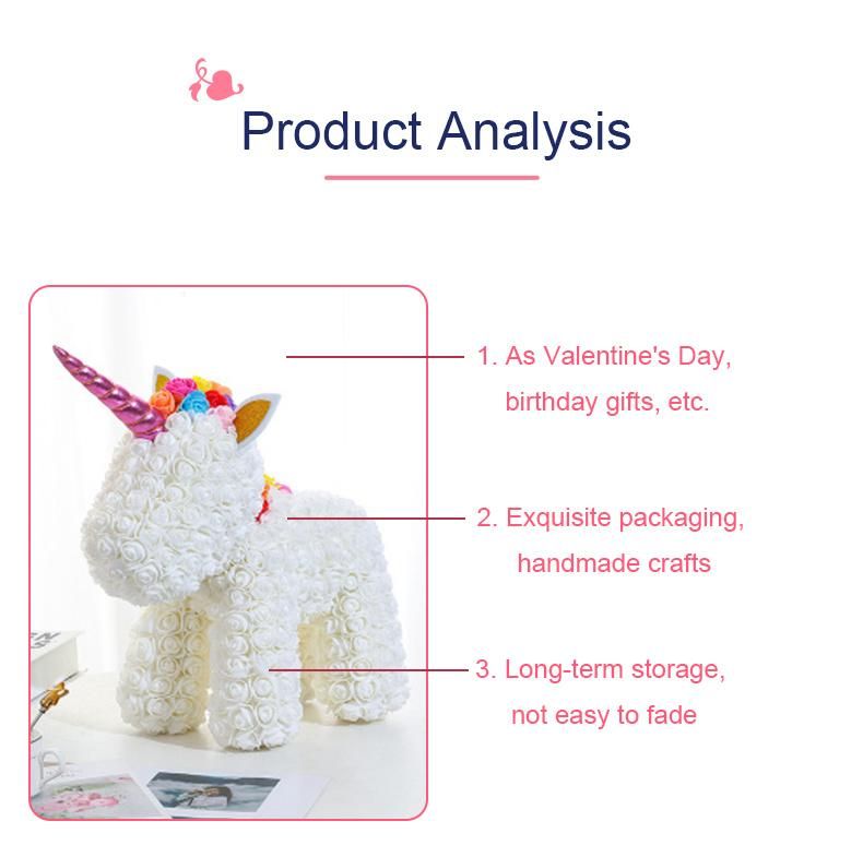 Wholesale Christmas Valentine′s Day Gift 40cm PE Unicorn Rose Bear