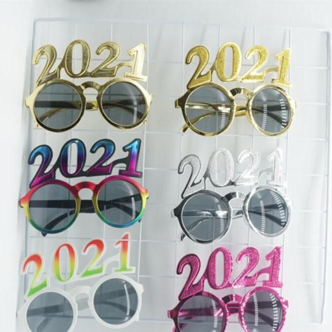 New Year′ S Eve Party Glasses Electroplating Flash Powder Digital Holiday Gift Party Supply Glasses