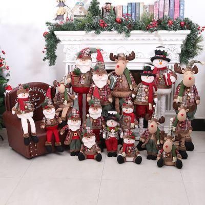 Christmas Retro Small Snowflake Plaid Expansion Doll Hotel Bar Shopping Mall Decoration