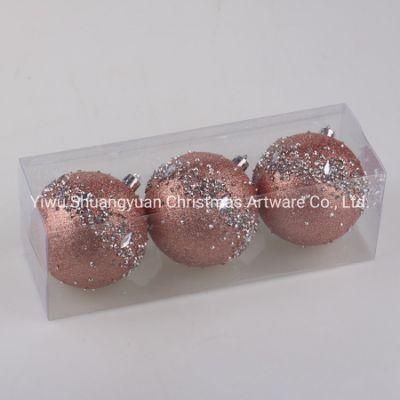 Plastic Chirstmas Glitter Painted Balls Christmas Hanging Ornaments