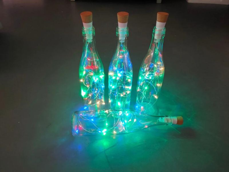 2m String Lights 20PCS LED Warm White Party Christmas Wedding Decoration Batteries Powered USB Charging Bottle Wine Light
