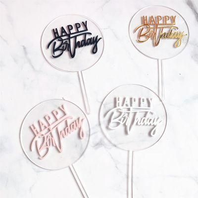 Online Gift Cards Greeting Happy Birthday Party Supplies Acrylic Plastic Birthday Cake Card Decoration