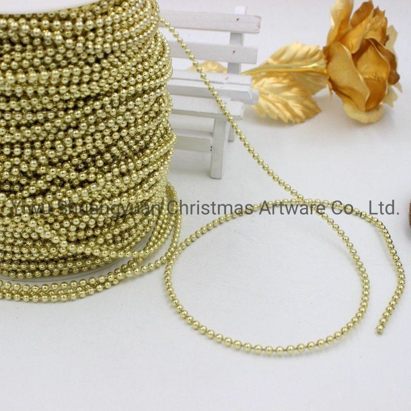 Cheap Price Factory Sale 10mm*1.5m Gold Shiny Plastic Bead Chain for Christmas Tree