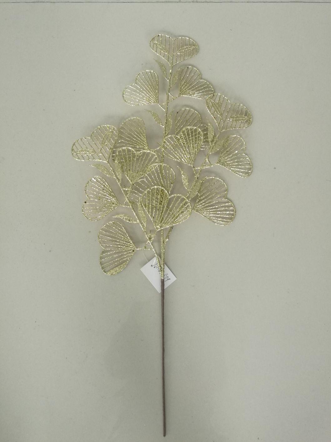 Glitter Flower Plastic Twig Pick with Flowers for Christmas Decoration