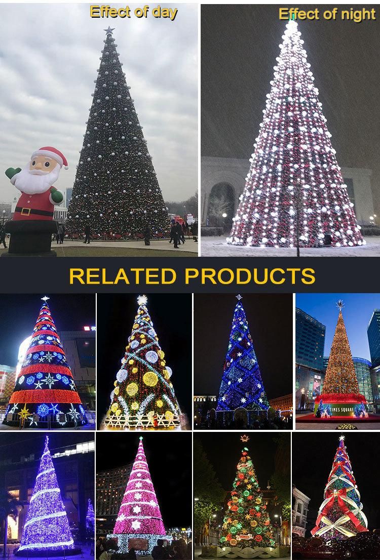 Commercial Flocked Metal Natural RGB Christmas Tree