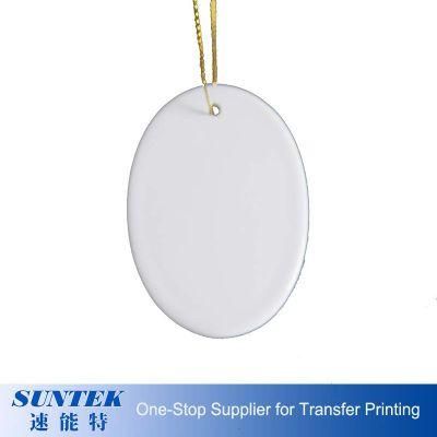 Amazon Hot Selling Heat Transfer Printable Ceramic Sublimation Coated Blank Ornaments Porcelain Pendant for Christmas Decoration