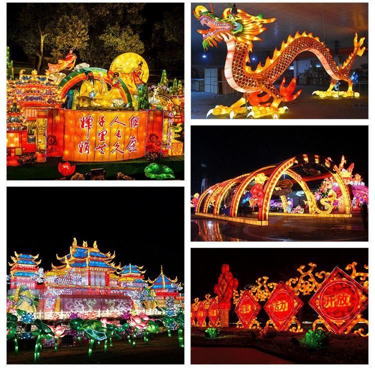 Lighting Festival Chinese Animal Lanterns Giraffe Tiger Zebra Wild Animals