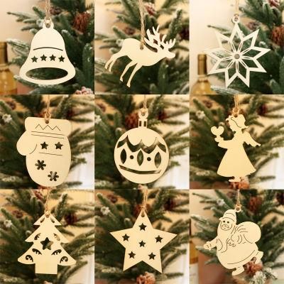 10 Pieces Wooden Christmas Ornaments Xmas Tree Hanging Tags Unfinished Wood Slices Ornaments, DIY Crafts Christmas Ornaments Set