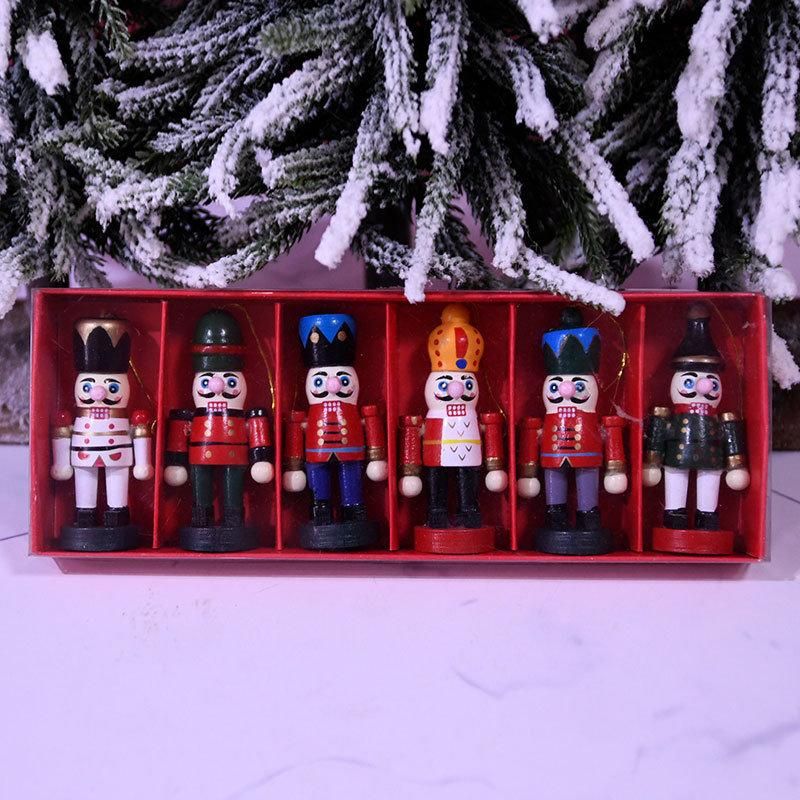 Wooden Christmas Nutcracker, 6 PCS Mini Soldier Figurines 2.76 Inch Nutcracker Ornaments for Xmas Gifts