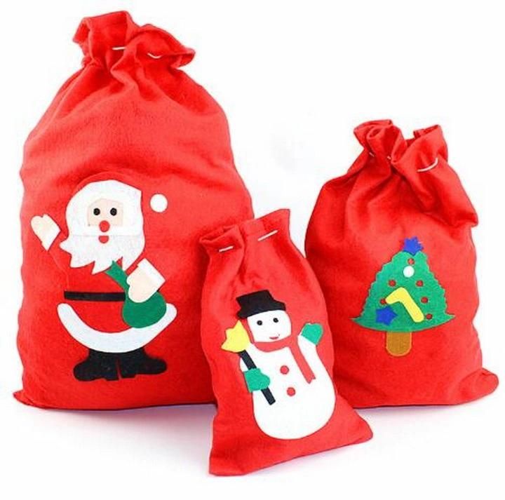 Custom Christmas Non-Woven Handmade Applique Gift Bags