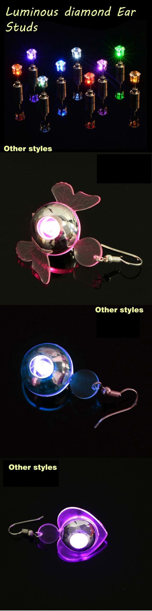 LED Butterfly Earring Flash LED Earrings Personality Luminous Earrings Light