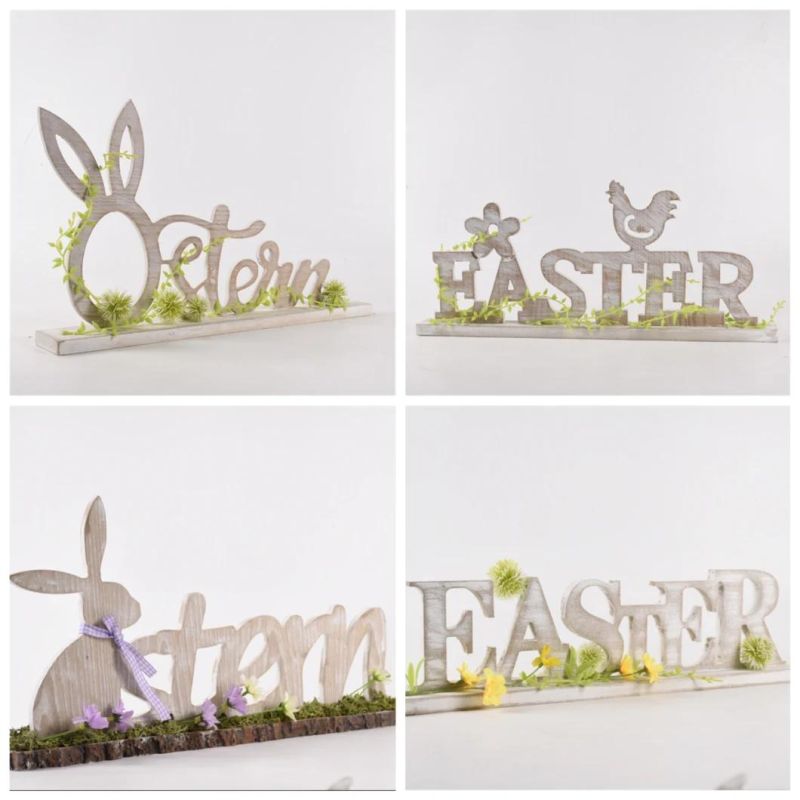 New Design Rabbit Decor Bunny Wooden Sign Easter Decoration