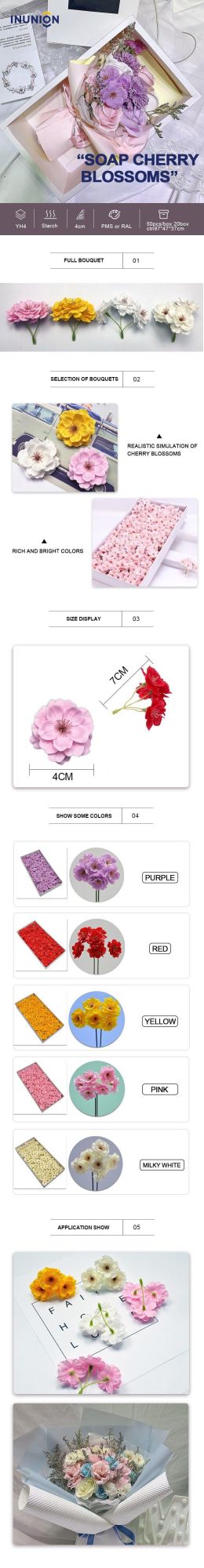 Artificial Soap Cherry Flower Popular Decorations for Valentine′s Day, Christmas, Decoration