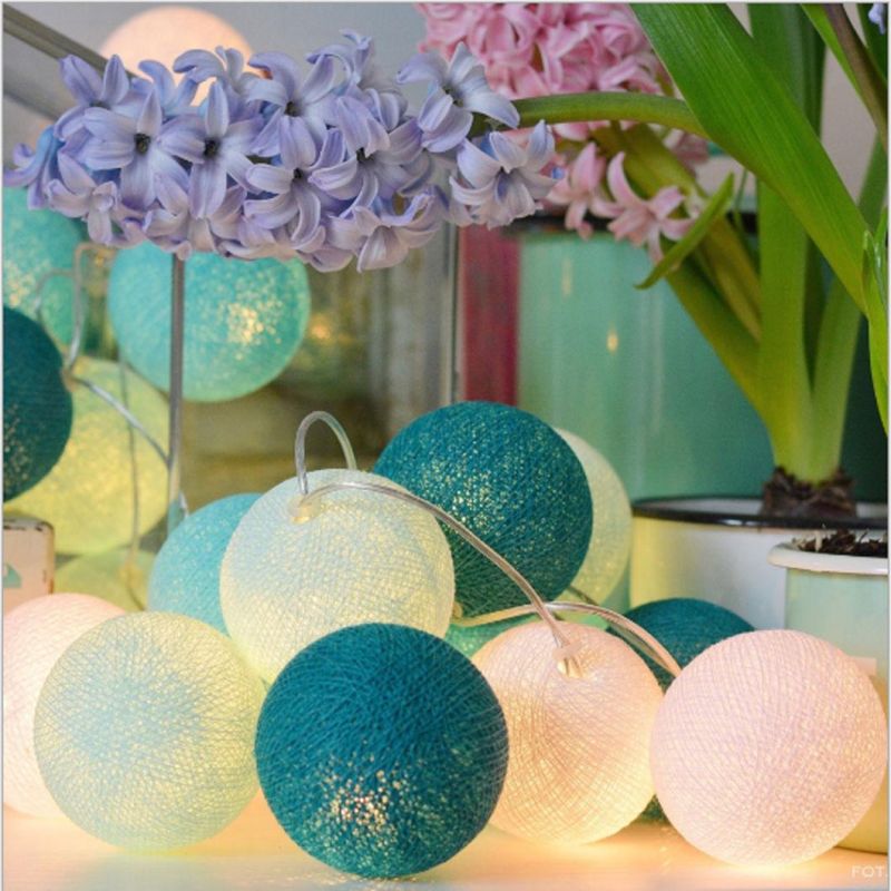 LED Gold Pink White Colorful Cotton Balls String Lights