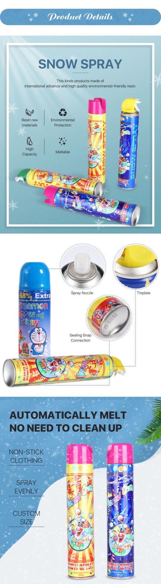 High-Capacity Aerosol Party Snow Spray