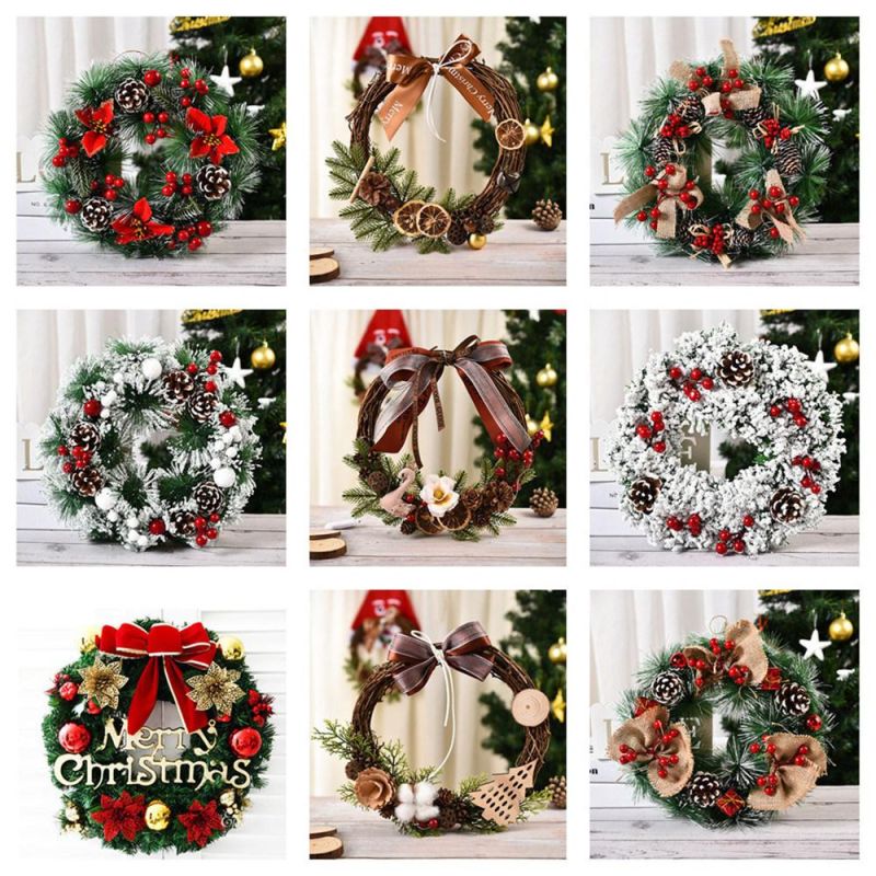 Christmas Festival Decorative Customized 40cm / 45cm / 50cm Dia Wreath