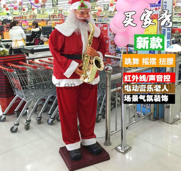 Christmas Decoration Electric Saxophone Music Santa Claus for Shopping Mall