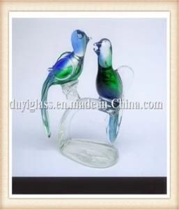 Animal Green Bird Blow Glass Craft for Home Decoration