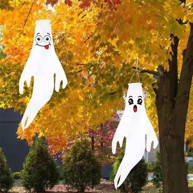 Halloween Decorations White Ghost Windsock Flag for Patio Lawn Garden Party Home Decorations