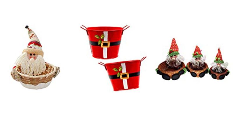Christmas Gnome Candy Storage Basket - Santa Claus Gift Basket and Candy Storage Container - Xmas Gift Bags and Table Display Ornament for Christmas Party Decor