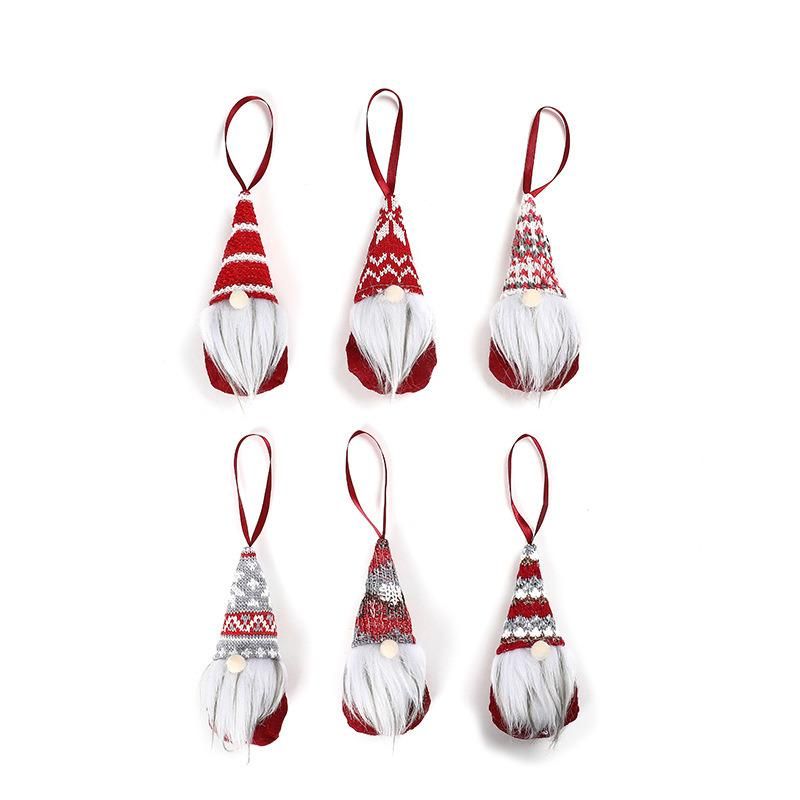 Cross-Border New Christmas Decorations Mini Cute Faceless Rudolph Doll Pendant Christmas Tree Pendant Set of Six