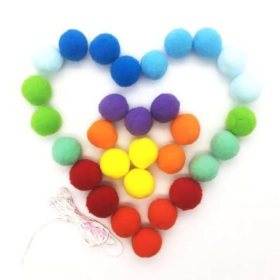 Christmas Tree Decoration Rainbow Colors Christmas POM POM Garland Wool Felt Ball Garland