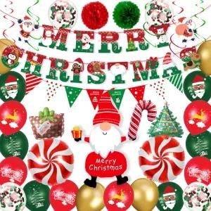 Christmas Balloon Set Santa Claus Decoration Red Green Christmas Banner