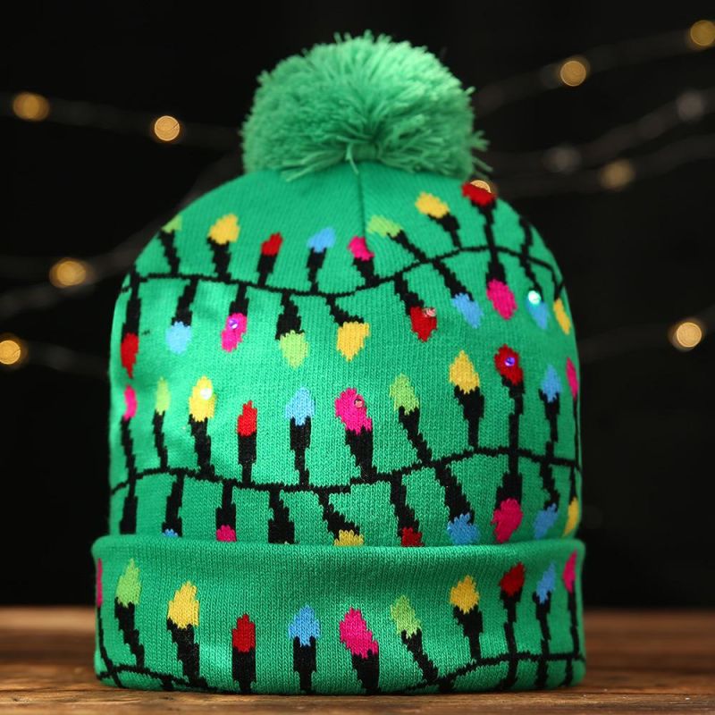 LED Light Christmas Knitted Hat for Kids Adults Christmas Decorations