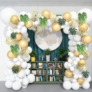 145PCS White Balloon Garland Arch Kit Golden Confetti Balloons