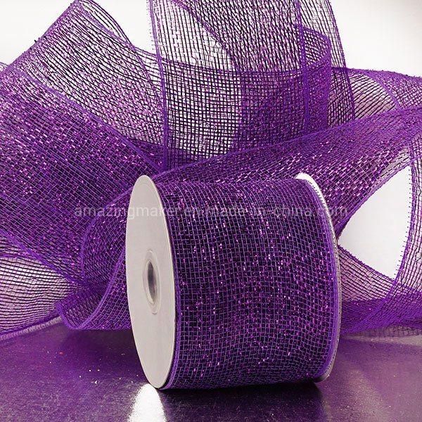 Half Solid Metallic 4′′ Wedding Deco Mesh Ribbons