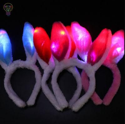 LED Plush Rabbit Ear Headband Cosplay Hair Hoop for Party